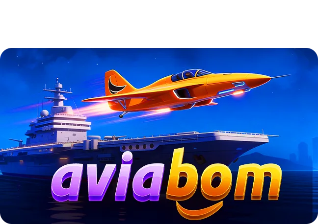 Aviabom title artwork with an orange jet over a yacht